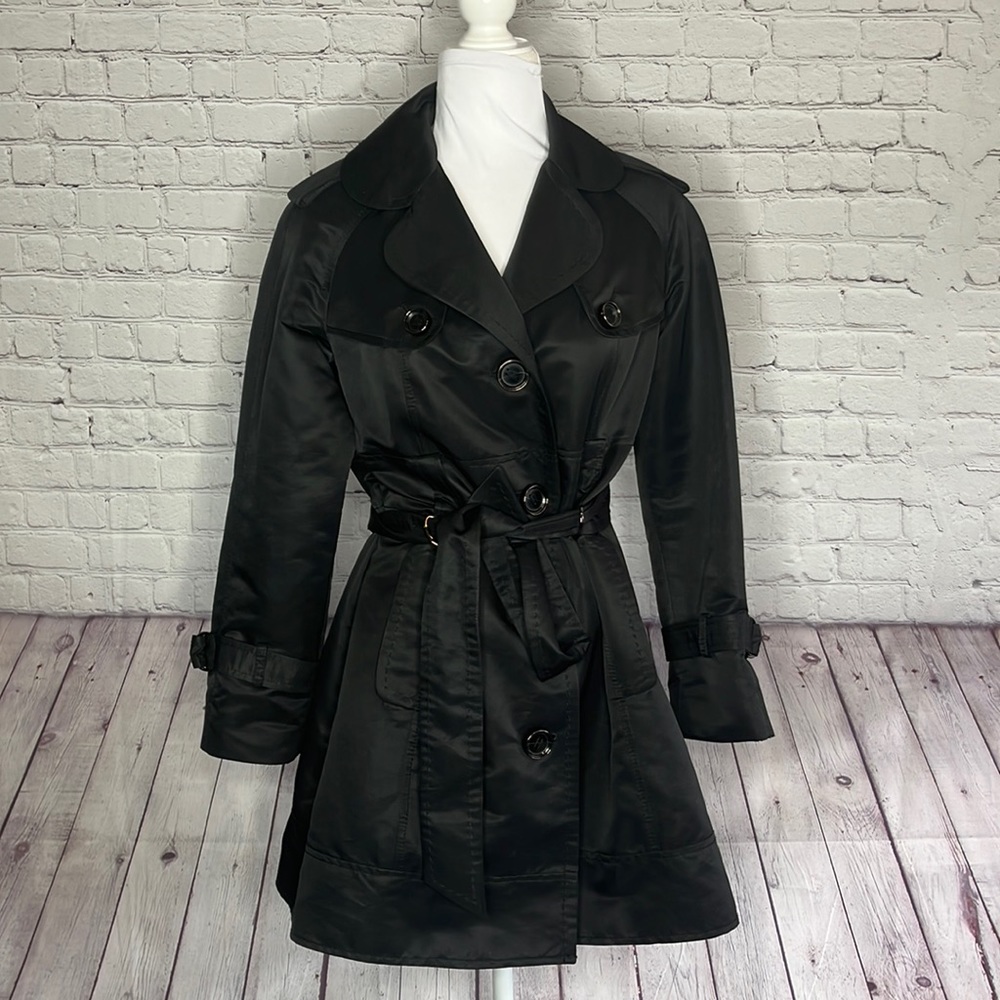 Jones New York Button Down Tie Waist Trench Coat